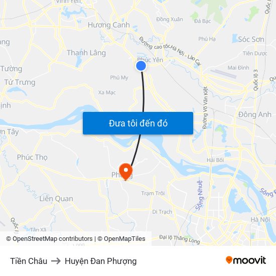 Tiền Châu to Huyện Đan Phượng map