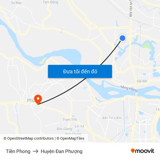 Tiền Phong to Huyện Đan Phượng map