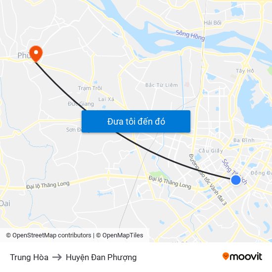 Trung Hòa to Huyện Đan Phượng map