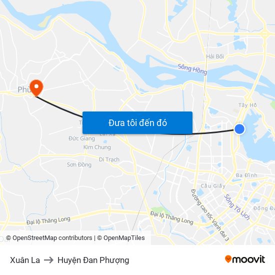 Xuân La to Huyện Đan Phượng map