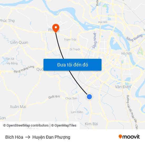 Bích Hòa to Huyện Đan Phượng map