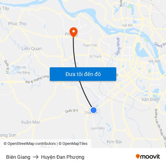 Biên Giang to Huyện Đan Phượng map