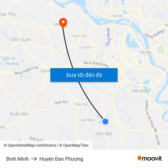 Bình Minh to Huyện Đan Phượng map