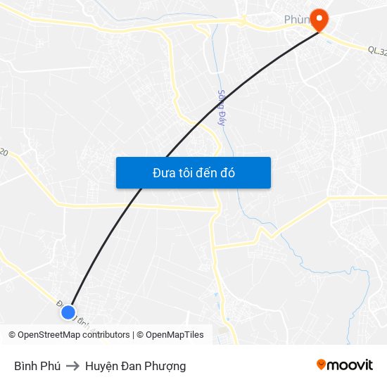 Bình Phú to Huyện Đan Phượng map