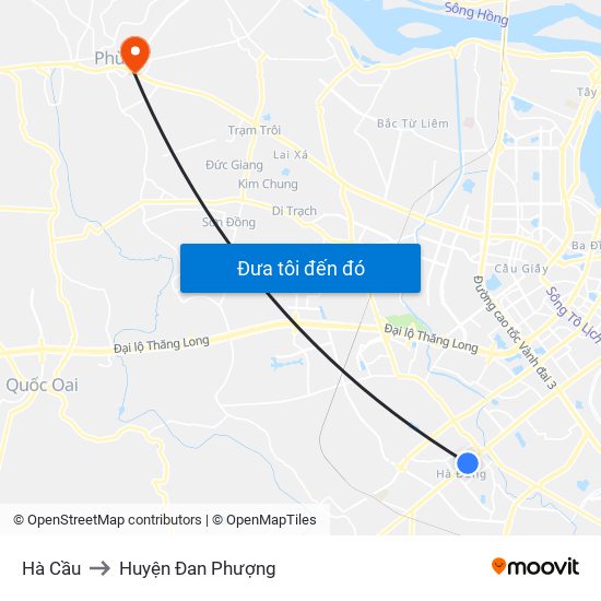 Hà Cầu to Huyện Đan Phượng map