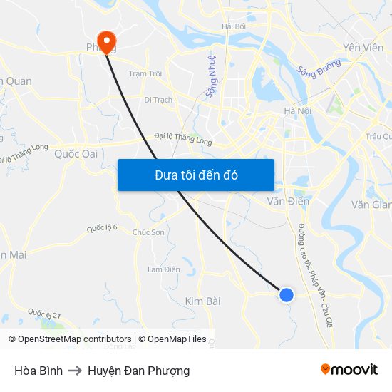 Hòa Bình to Huyện Đan Phượng map