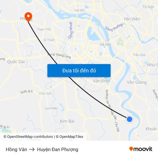 Hồng Vân to Huyện Đan Phượng map