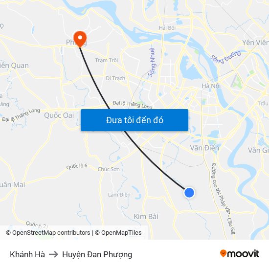 Khánh Hà to Huyện Đan Phượng map