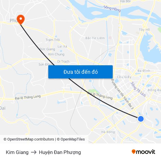 Kim Giang to Huyện Đan Phượng map