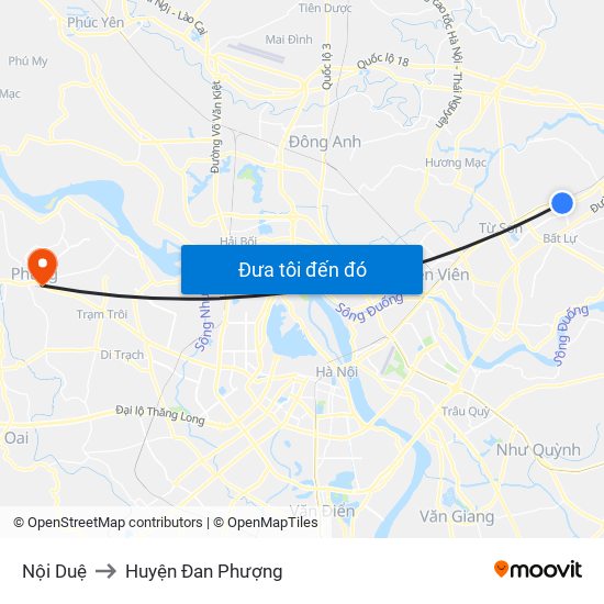 Nội Duệ to Huyện Đan Phượng map