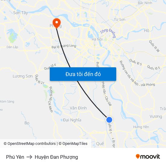 Phú Yên to Huyện Đan Phượng map