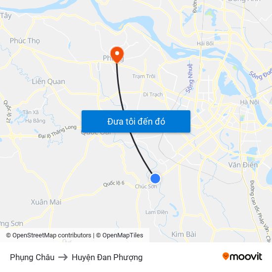 Phụng Châu to Huyện Đan Phượng map