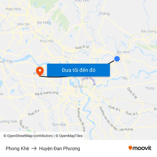 Phong Khê to Huyện Đan Phượng map