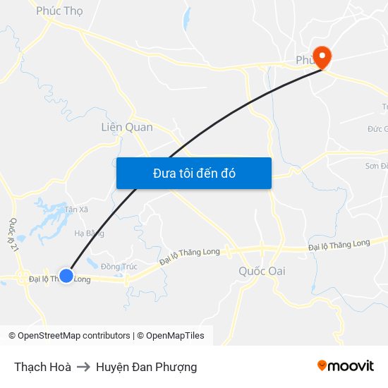 Thạch Hoà to Huyện Đan Phượng map