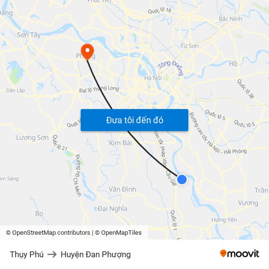 Thụy Phú to Huyện Đan Phượng map