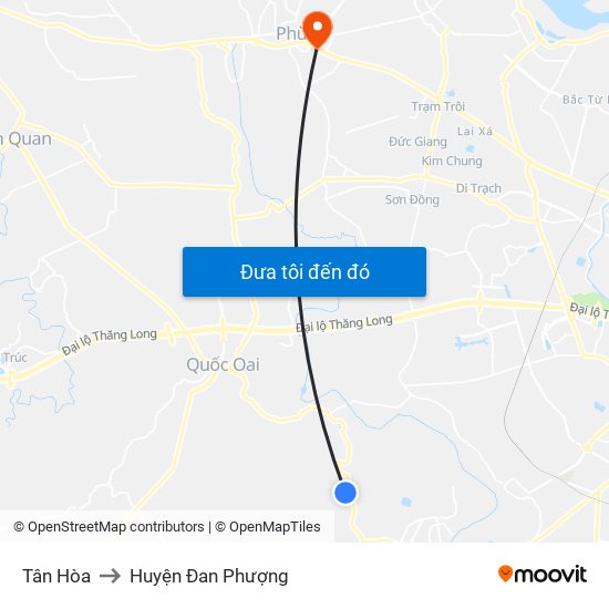 Tân Hòa to Huyện Đan Phượng map