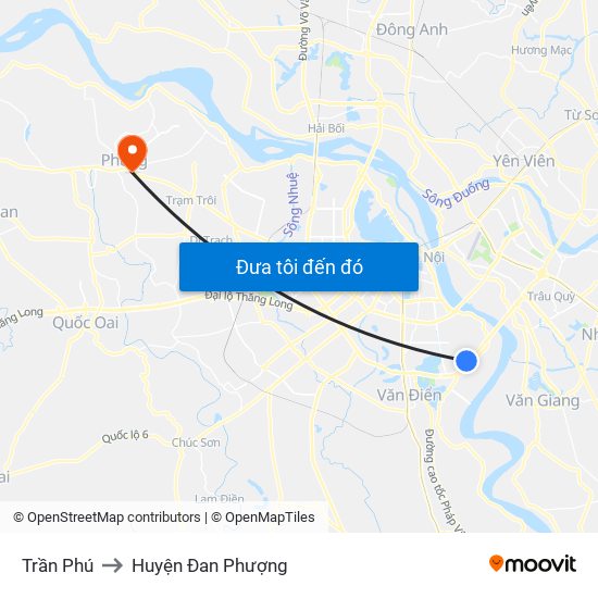 Trần Phú to Huyện Đan Phượng map