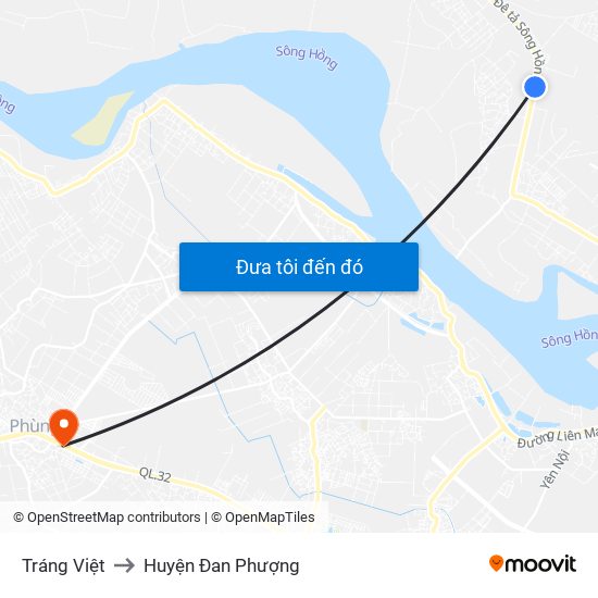 Tráng Việt to Huyện Đan Phượng map