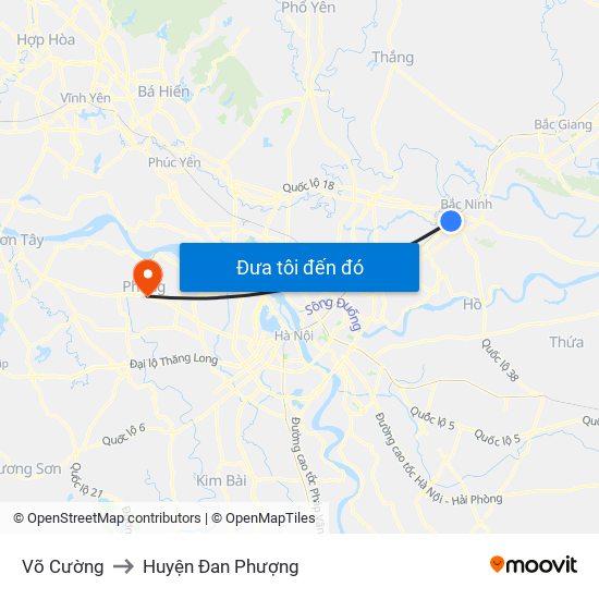 Võ Cường to Huyện Đan Phượng map