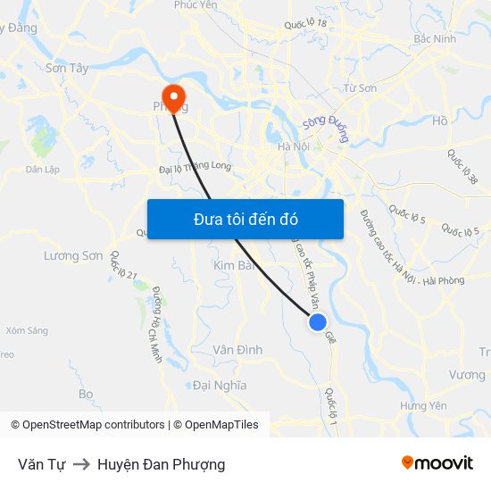 Văn Tự to Huyện Đan Phượng map