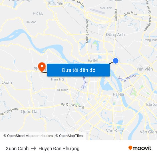 Xuân Canh to Huyện Đan Phượng map