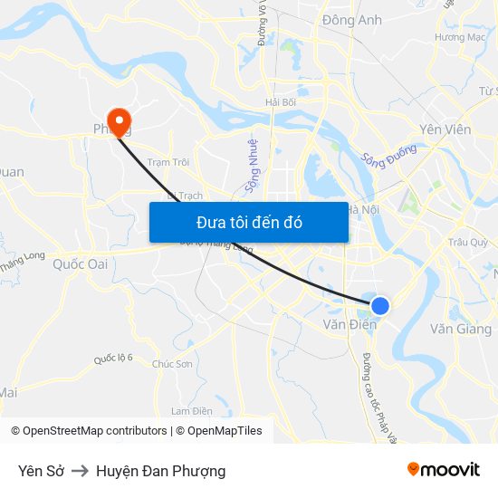 Yên Sở to Huyện Đan Phượng map