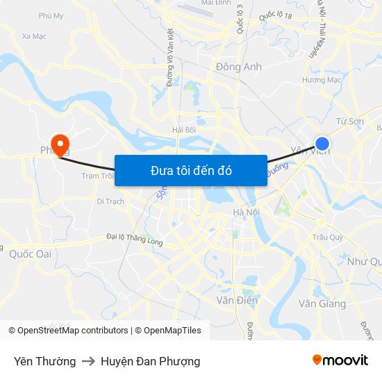 Yên Thường to Huyện Đan Phượng map