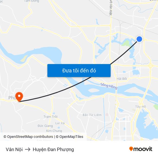 Vân Nội to Huyện Đan Phượng map