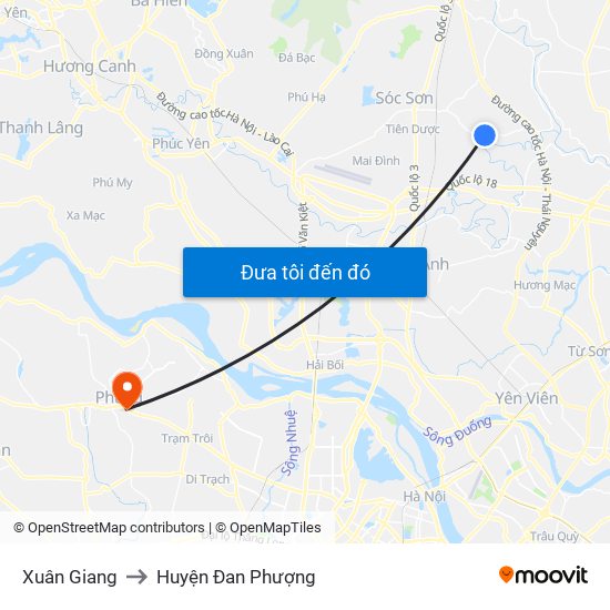 Xuân Giang to Huyện Đan Phượng map