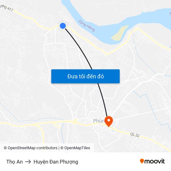 Thọ An to Huyện Đan Phượng map