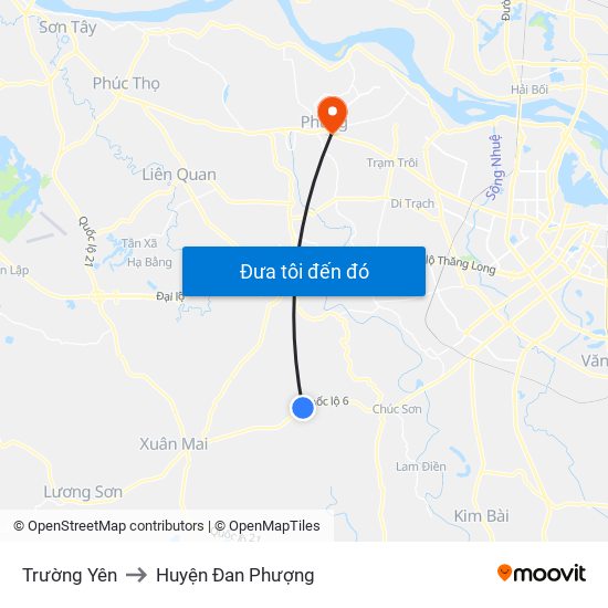 Trường Yên to Huyện Đan Phượng map