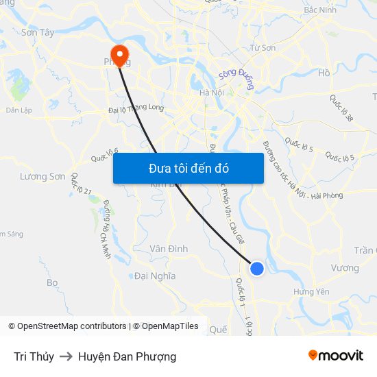 Tri Thủy to Huyện Đan Phượng map