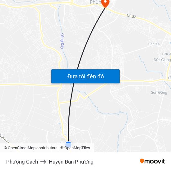 Phượng Cách to Huyện Đan Phượng map