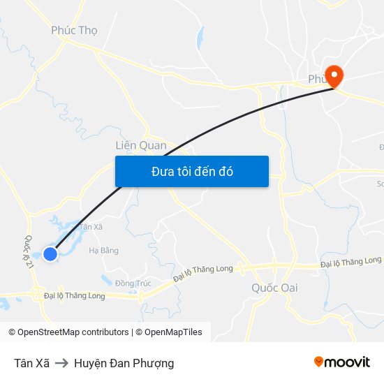 Tân Xã to Huyện Đan Phượng map