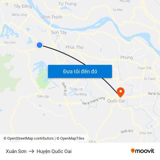 Xuân Sơn to Huyện Quốc Oai map