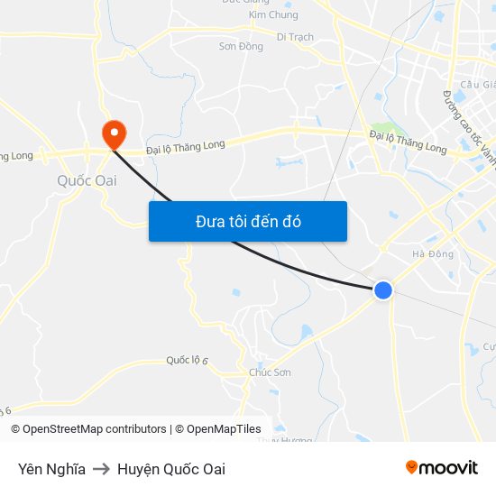 Yên Nghĩa to Huyện Quốc Oai map
