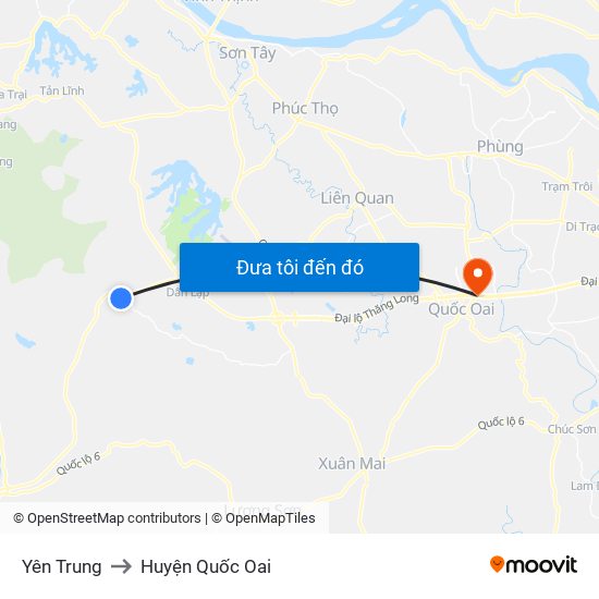 Yên Trung to Huyện Quốc Oai map