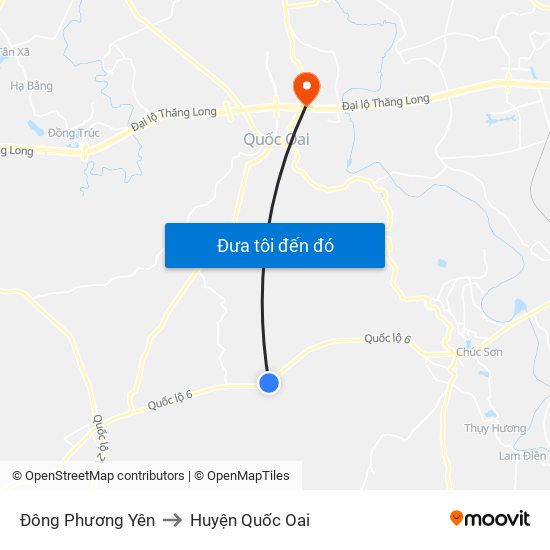 Đông Phương Yên to Huyện Quốc Oai map