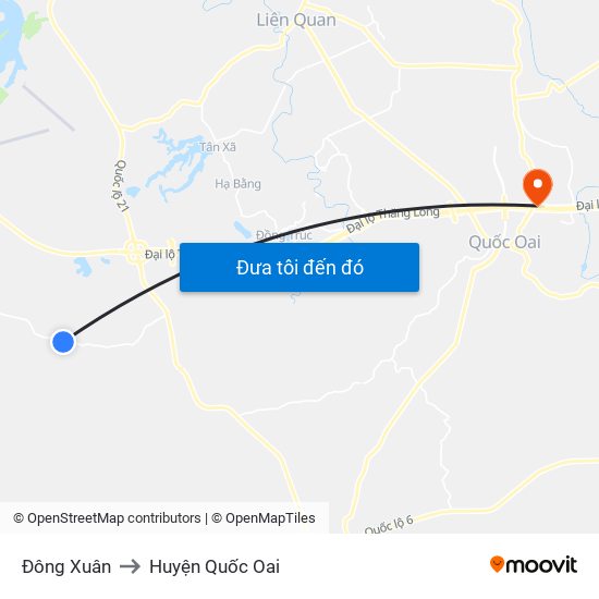 Đông Xuân to Huyện Quốc Oai map