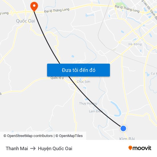 Thanh Mai to Huyện Quốc Oai map