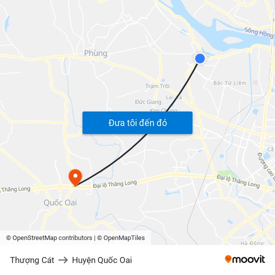 Thượng Cát to Huyện Quốc Oai map