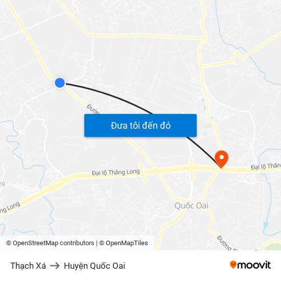 Thạch Xá to Huyện Quốc Oai map