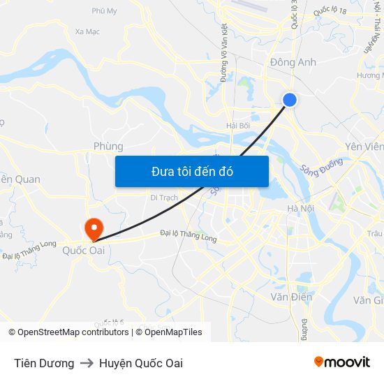 Tiên Dương to Huyện Quốc Oai map