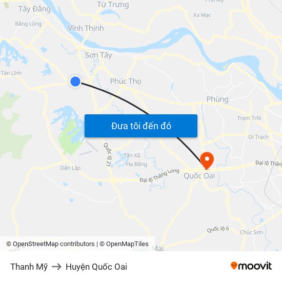 Thanh Mỹ to Huyện Quốc Oai map