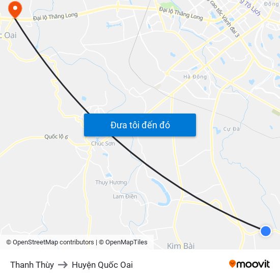 Thanh Thùy to Huyện Quốc Oai map