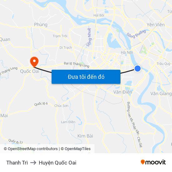 Thanh Trì to Huyện Quốc Oai map