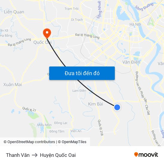 Thanh Văn to Huyện Quốc Oai map