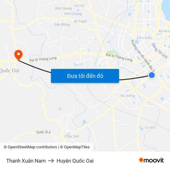 Thanh Xuân Nam to Huyện Quốc Oai map