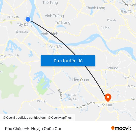 Phú Châu to Huyện Quốc Oai map