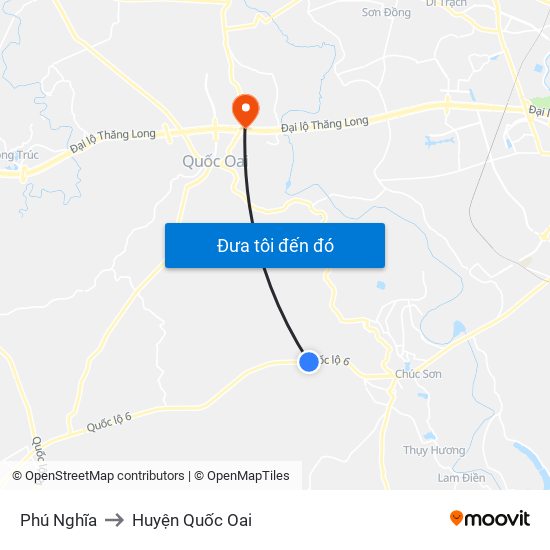 Phú Nghĩa to Huyện Quốc Oai map